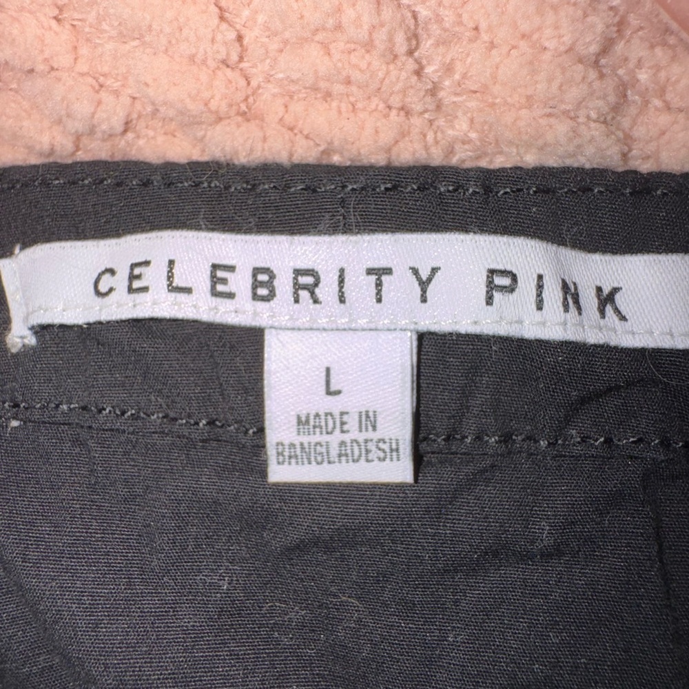 Celebrity Pink Juniors Zip Front Jumpsuit with front Tie, Size L Black - Picture 10 of 14